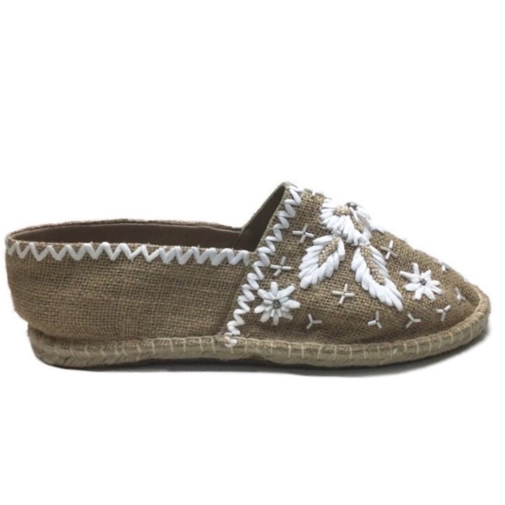 NWT Antik Batik x Johnny Was Tori Beaded Rhinestone Embroidered Espadrille Flats